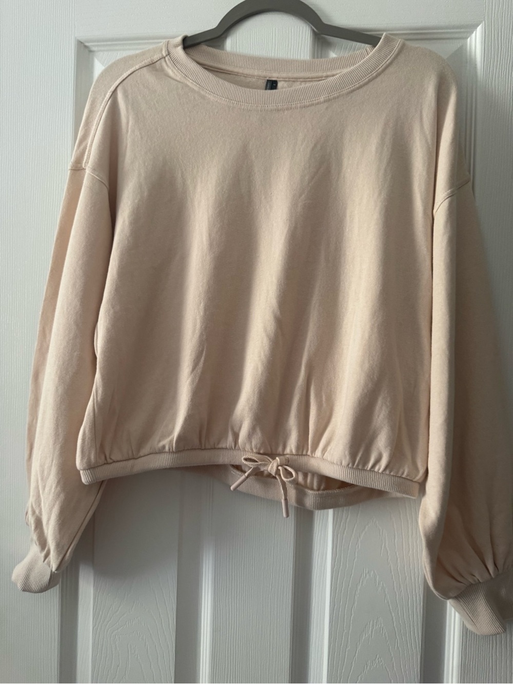 Anthropologie croppedDrawstring Hem Pullover Sweatshirt - Cream